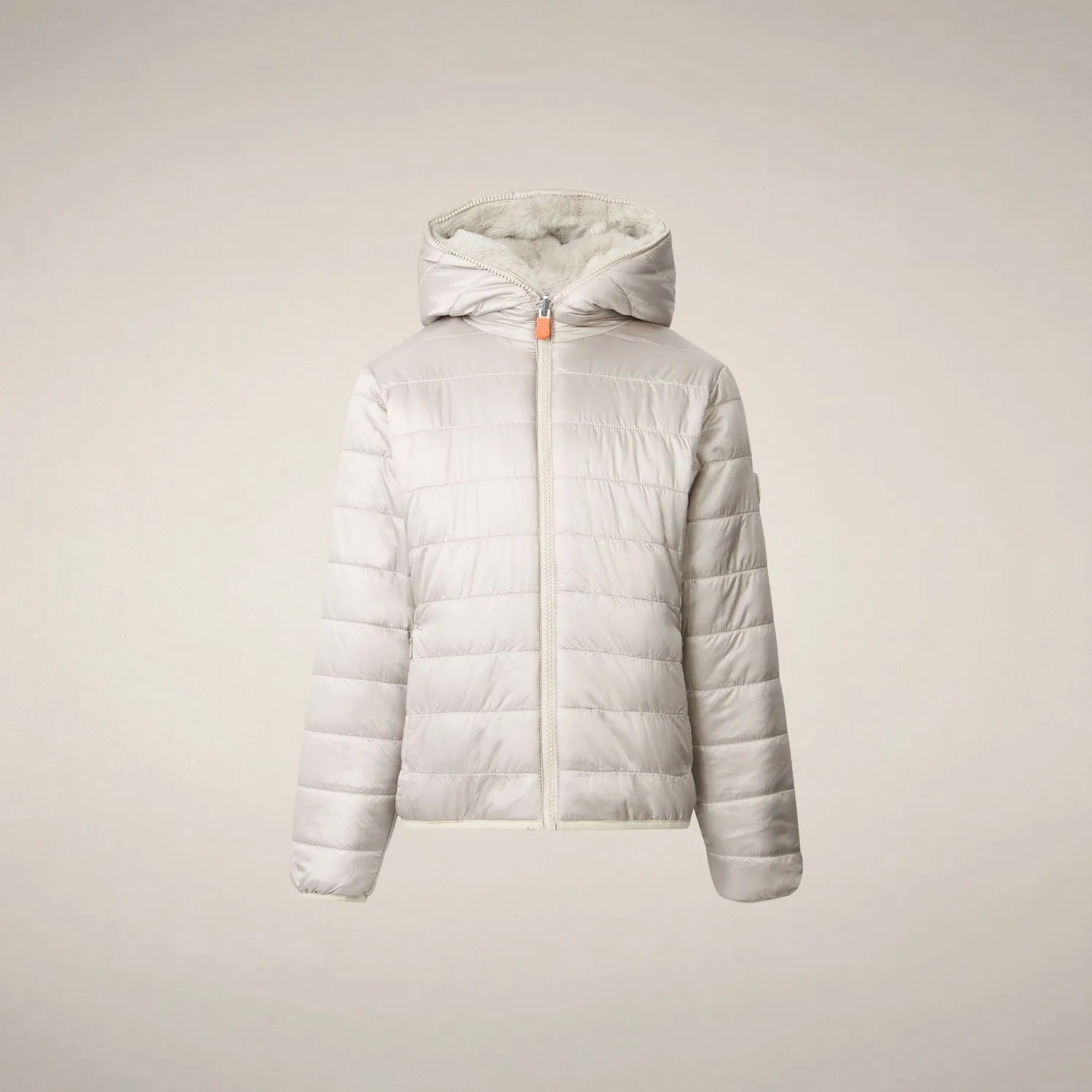 Save The Duck Chloe vendbar jakke jente rainy beige fuskepels