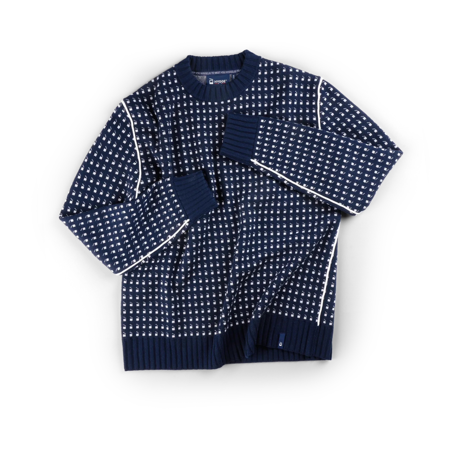 House of Hygge Heritage Merino-genser White Navy merinoull