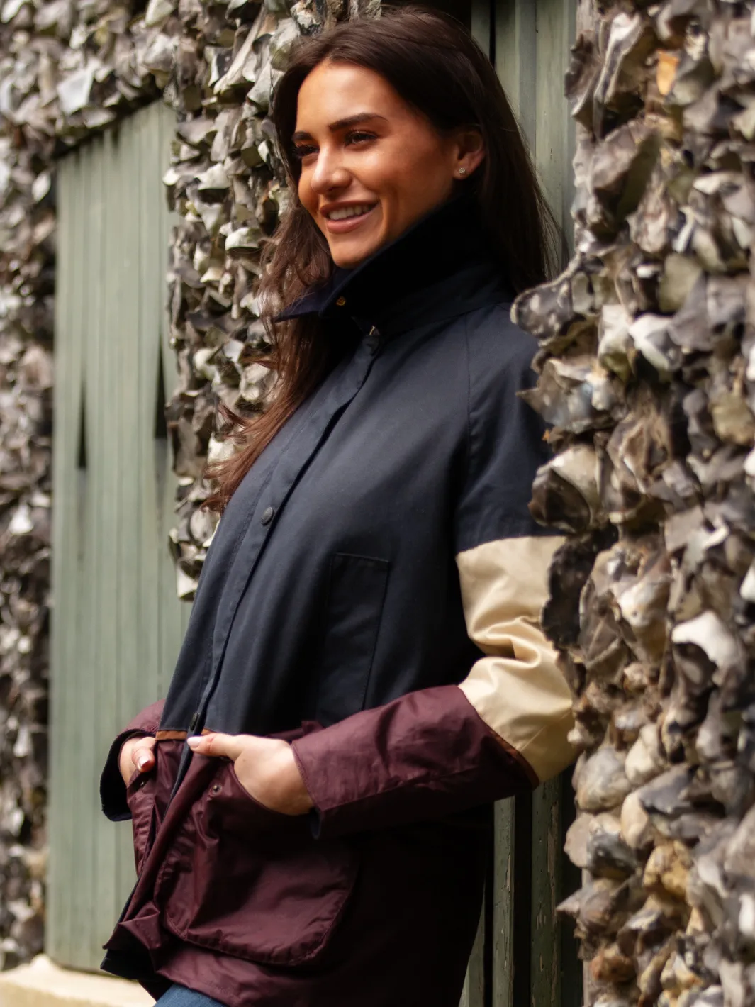 John Partridge Landowner Ladies Landowner Tri-Colour Wax Walking Jacket Coastal voksjakke