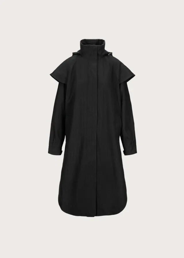 Brgn Tyfon Coat regnkåpe Black Tweed med cape