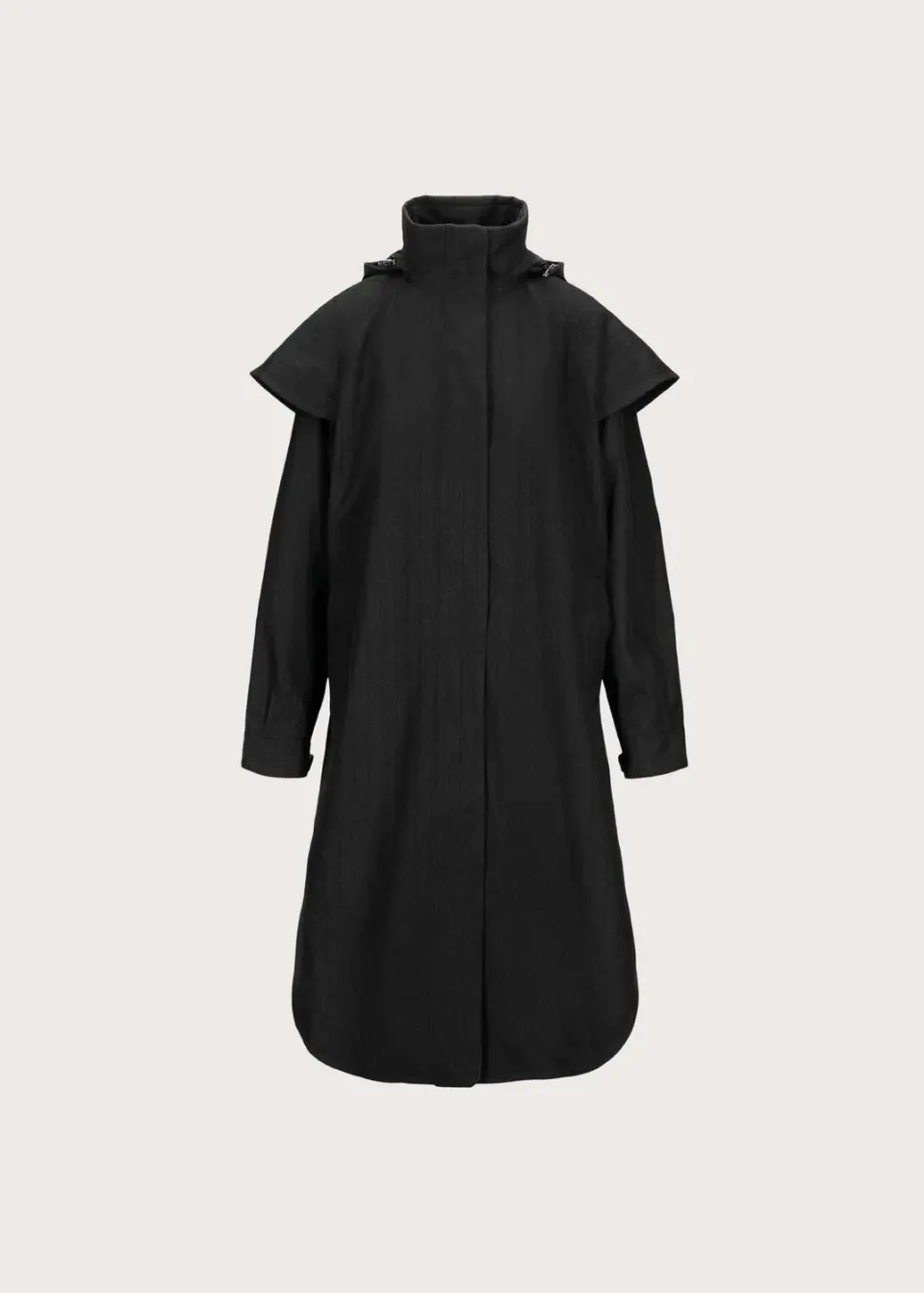 Brgn Tyfon Coat regnkåpe Black Tweed med cape