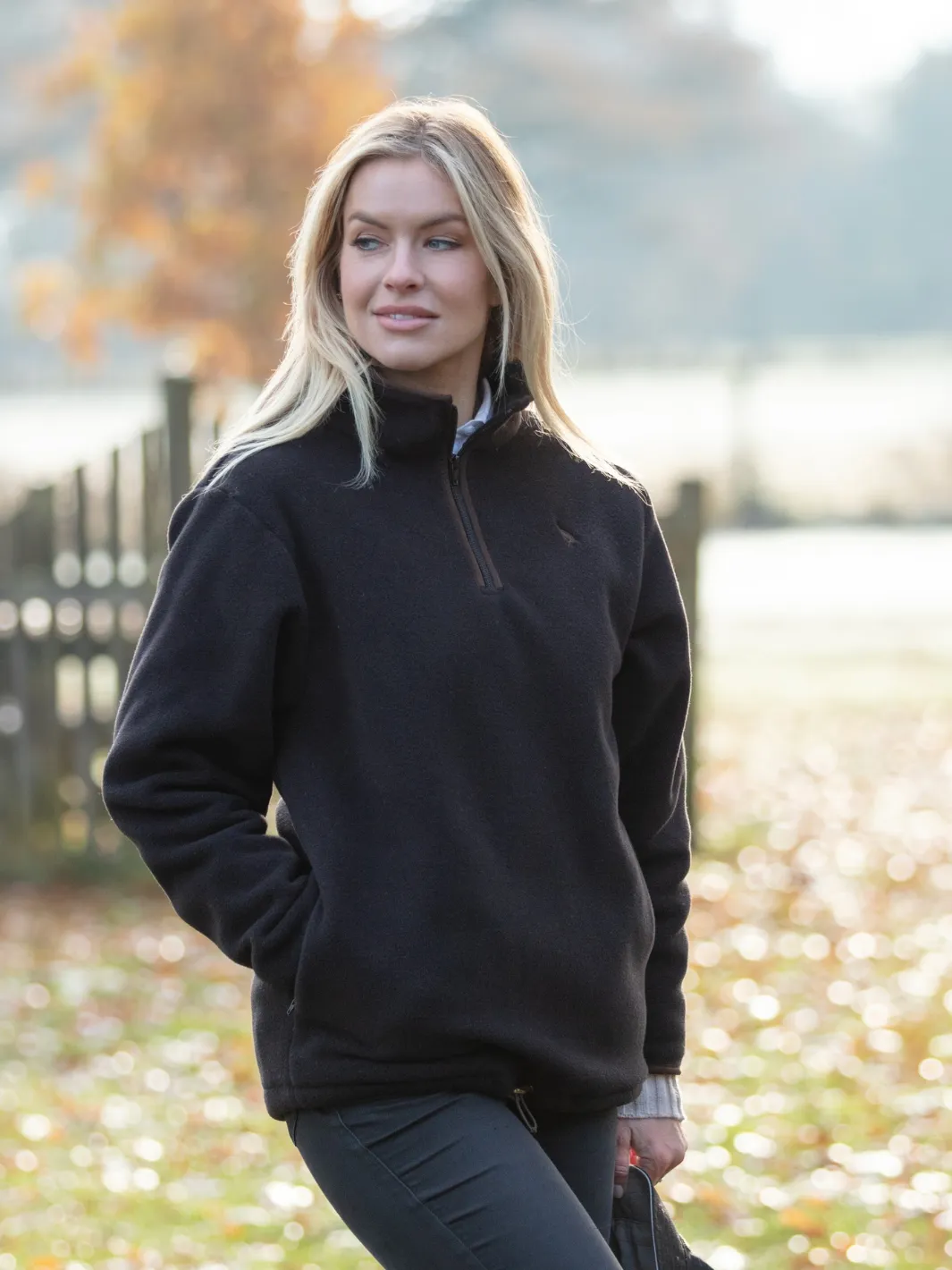 John Partridge Unisex Fleece Pullover fleecegenser Black quarter zip