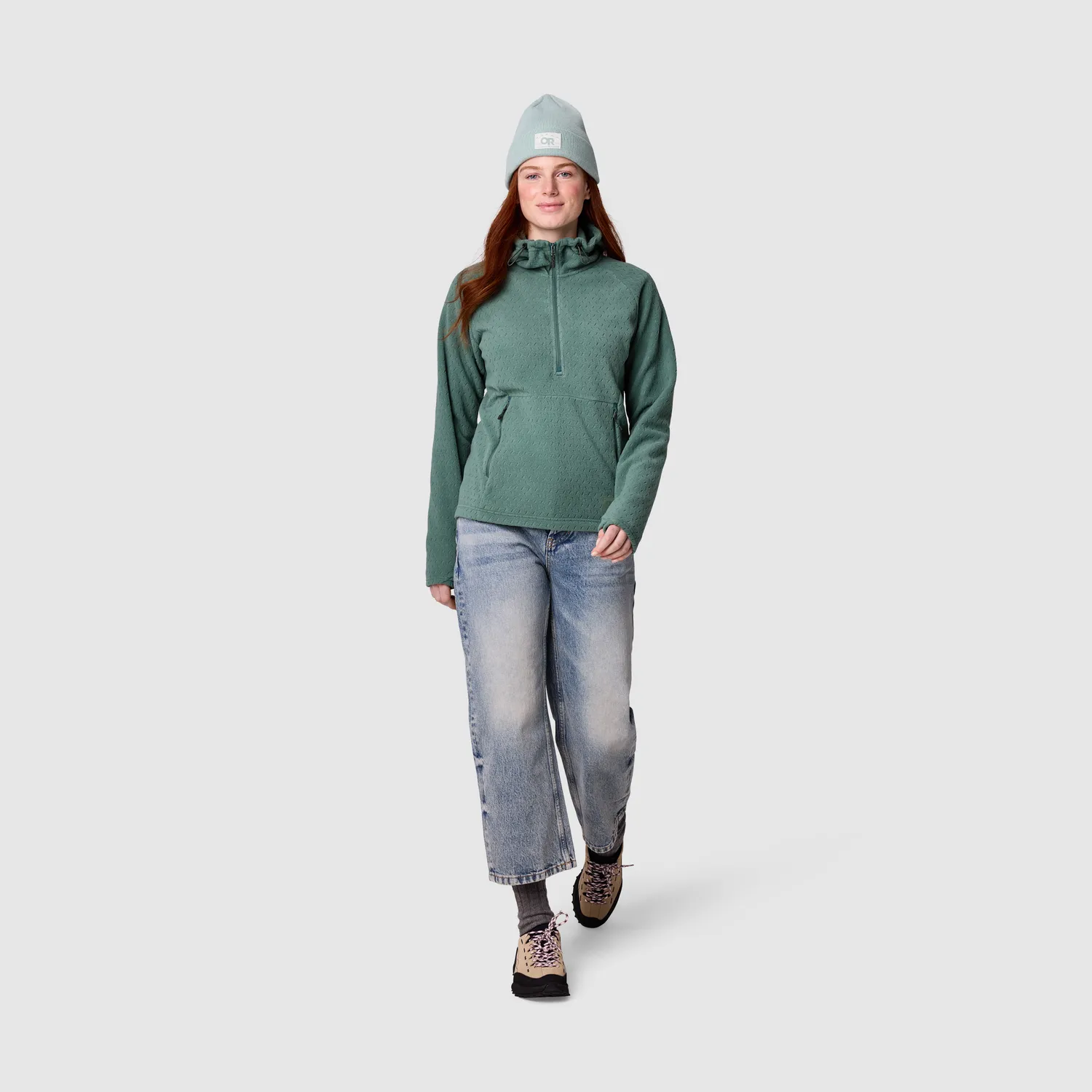 Outdoor Research Trail Mix XT Fleece Pullover Hoodie fleecegenser dame Malachite UPF 50+