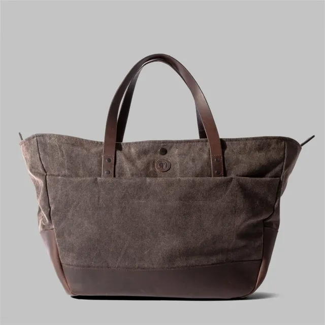 John Partridge Appdale Large Waxed Cotton totebag brun