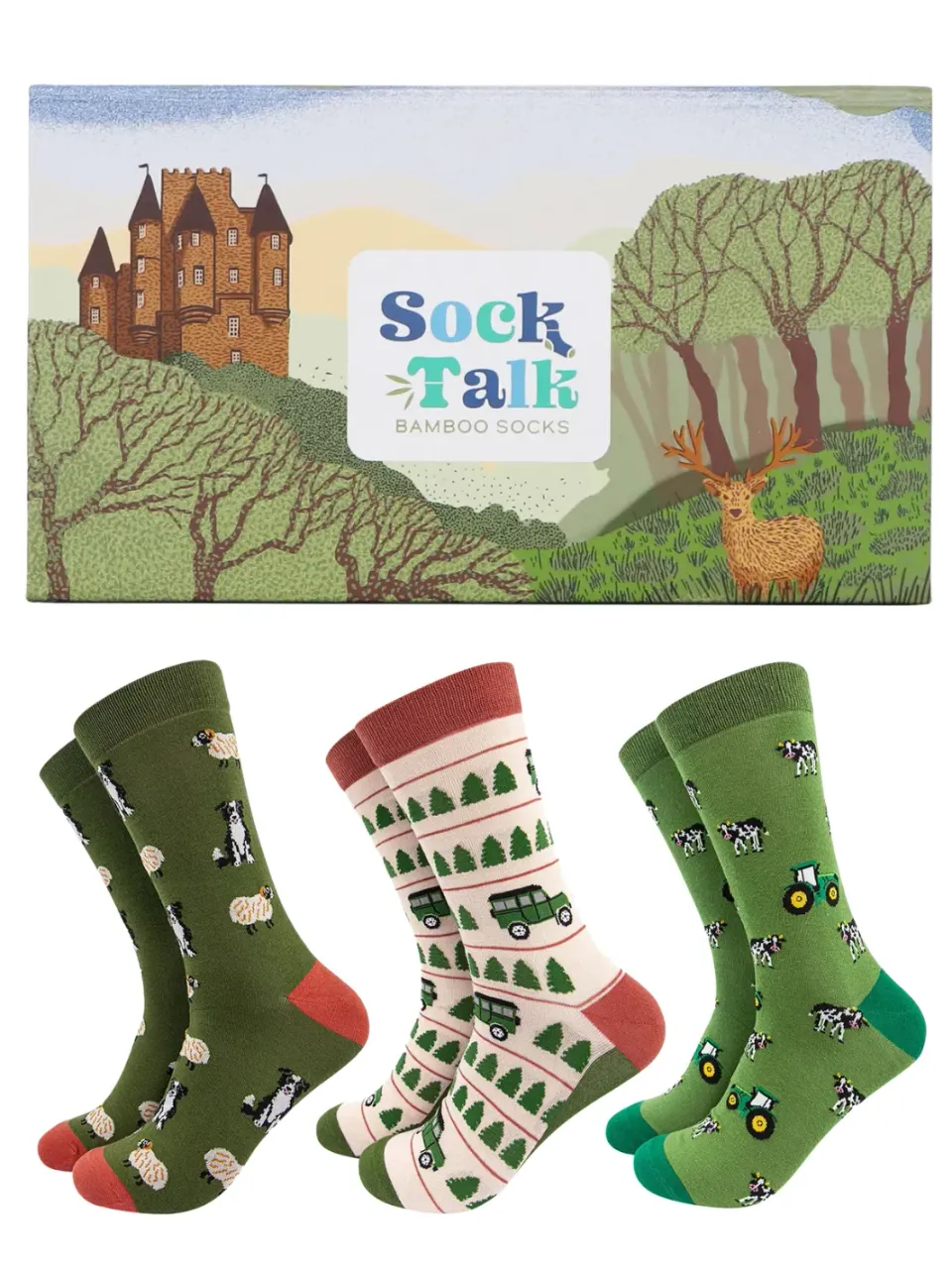 John Partridge Farm Vehicle Bamboo Sock Gift Set sokker gaveeske