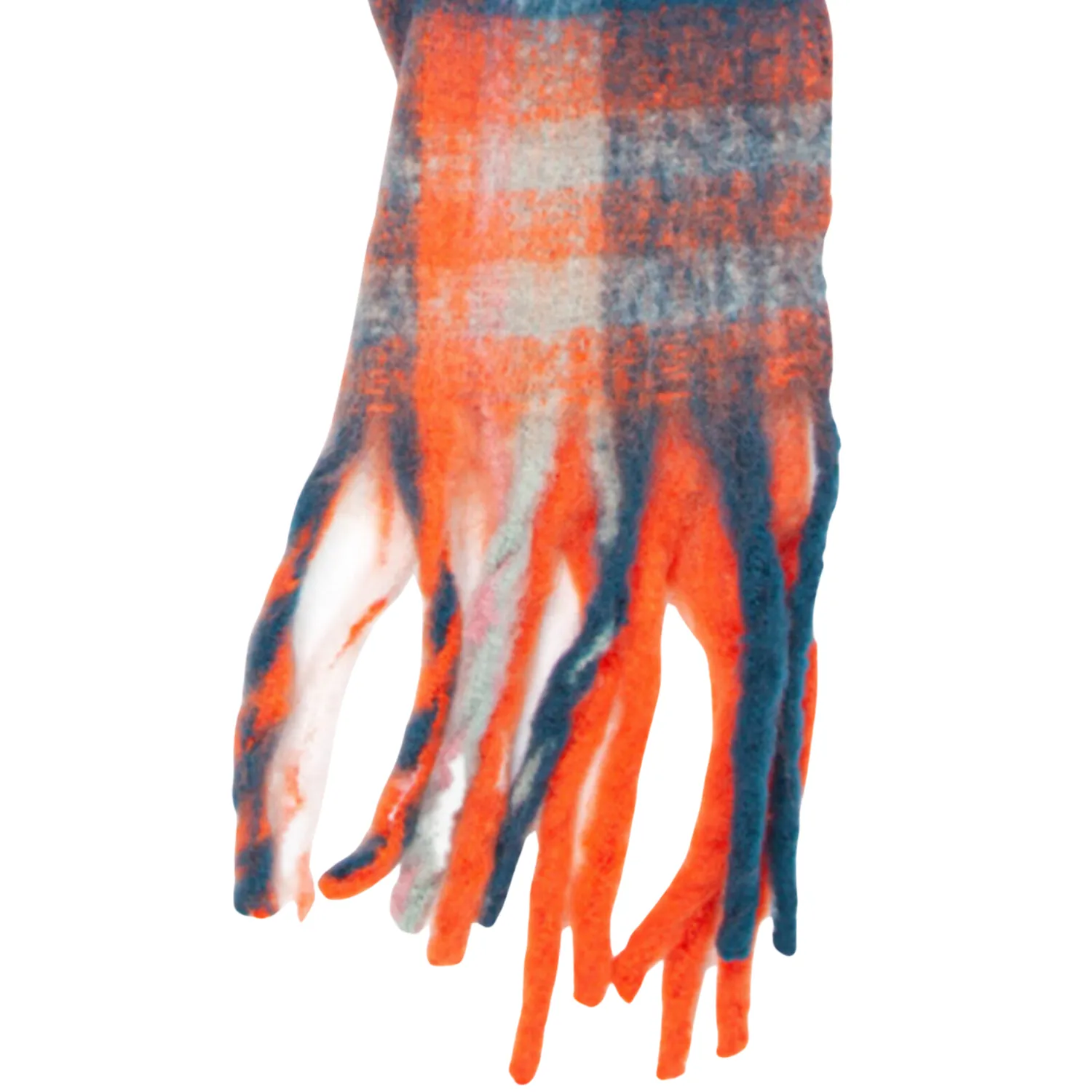 John Partridge Heavyweight Check Print Scarf skjerf oransje blå viskose