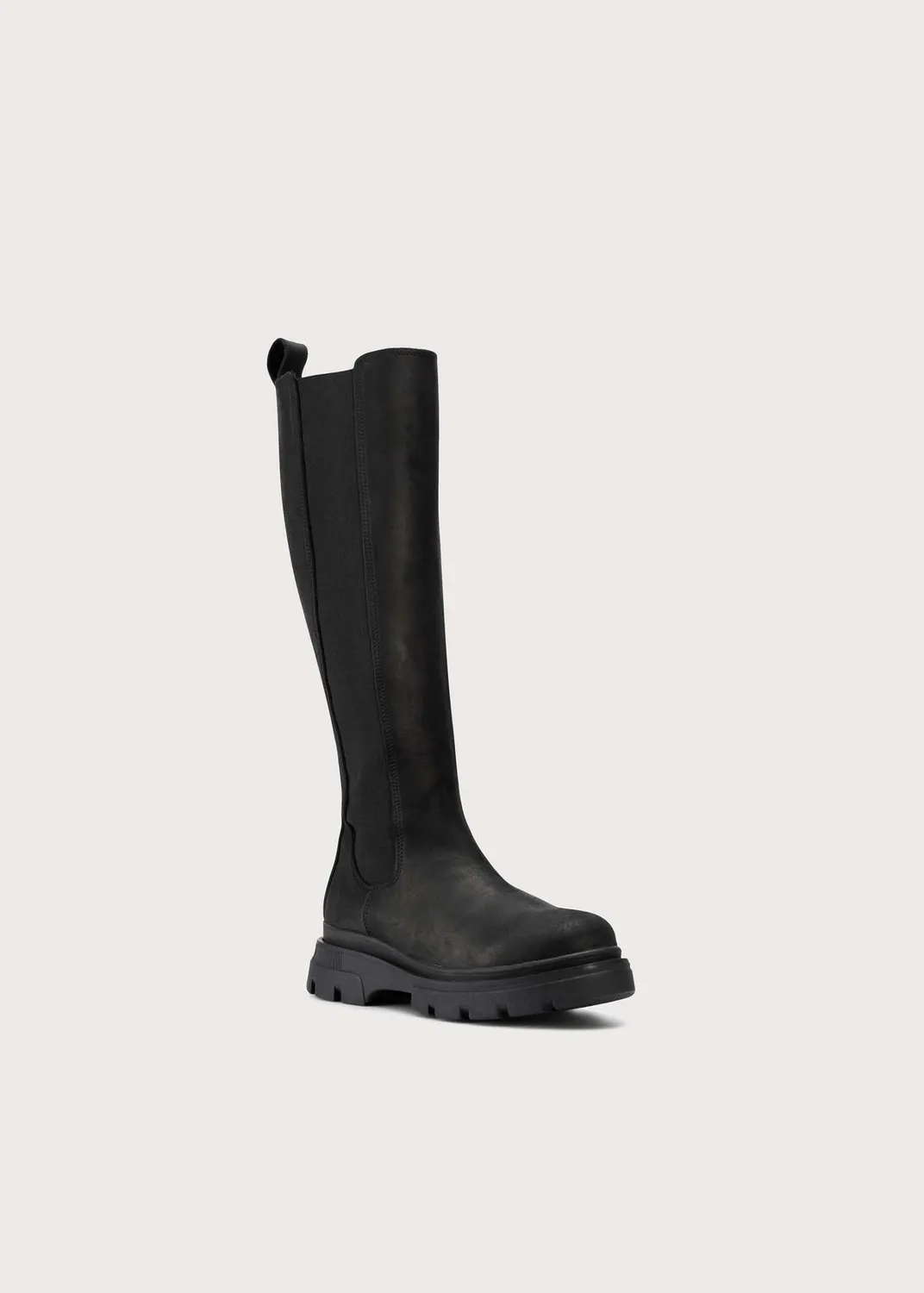 Brgn Slim High Boots støvler New Black vanntette skinn