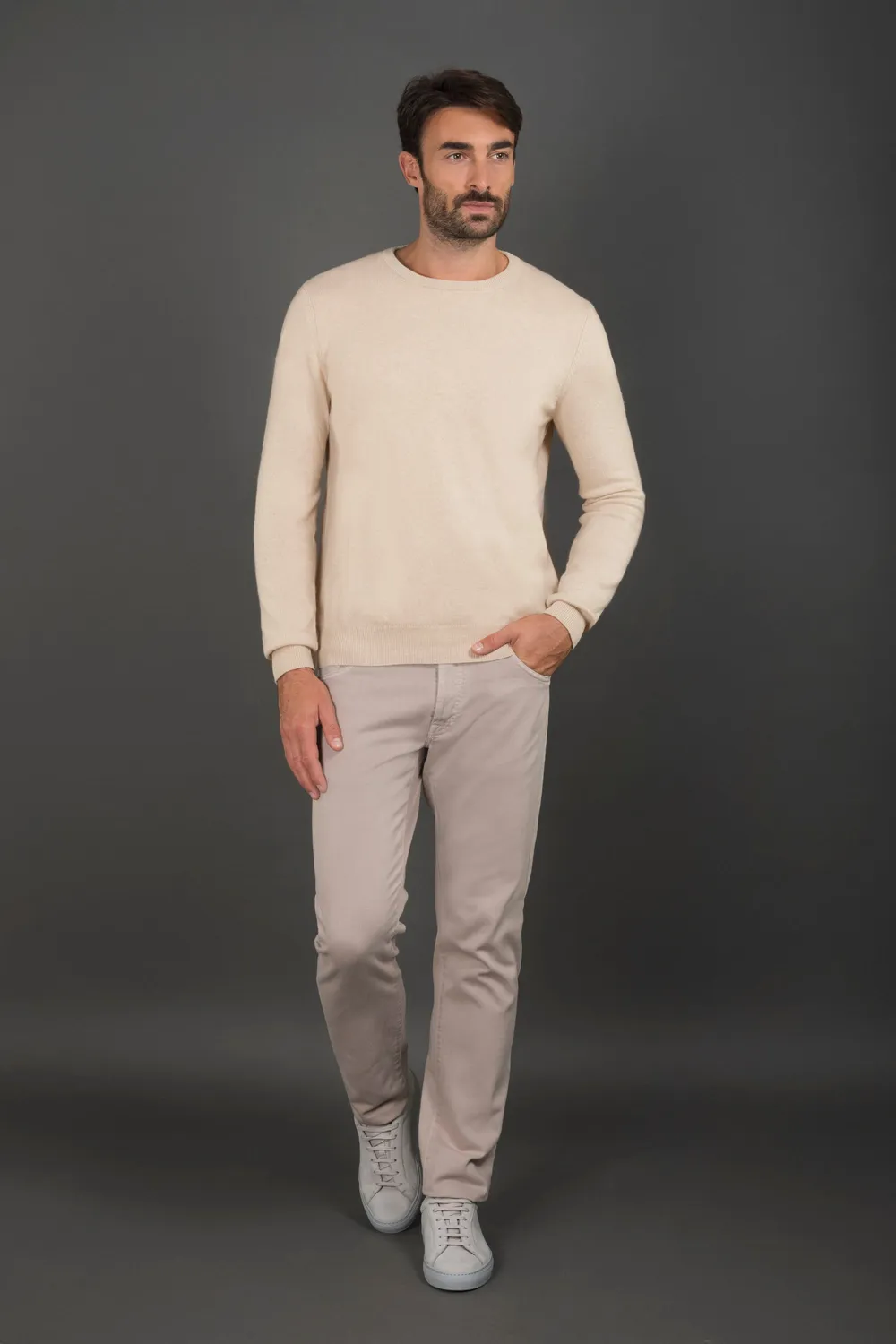 Moorer Orvieto-BC genser Naturale babycashmere rund hals