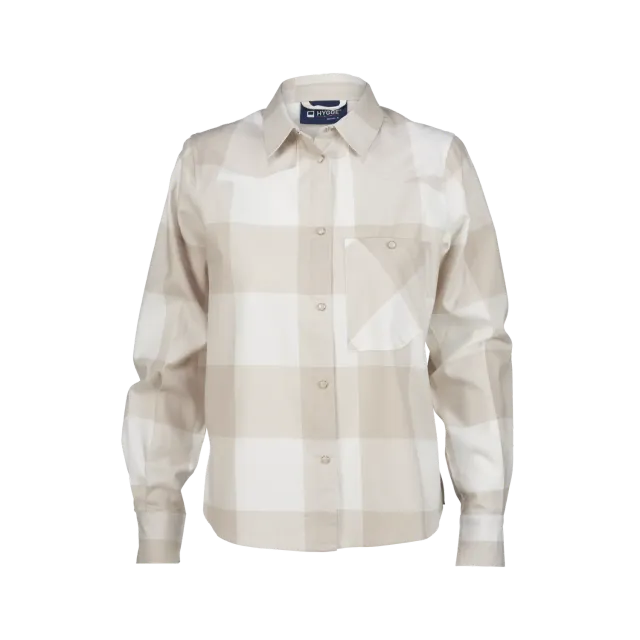 House of Hygge Women's Flannel Shirt dameskjorte Whiteish bomullsflanell