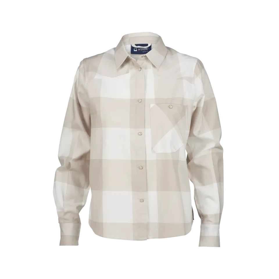 House of Hygge Women's Flannel Shirt dameskjorte Whiteish bomullsflanell