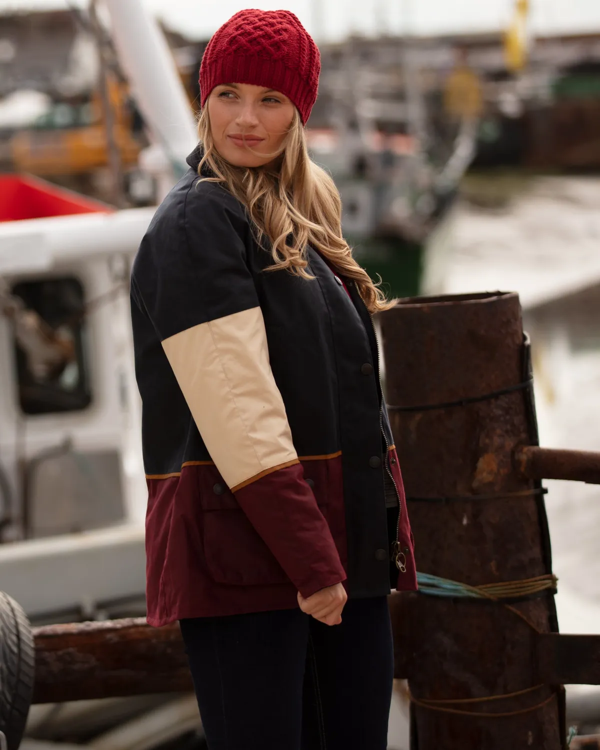 John Partridge Landowner Ladies Landowner Tri-Colour Wax Walking Jacket Coastal voksjakke