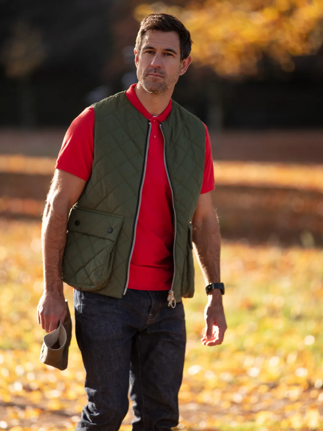 John Partridge Padded Vest vest oliven M/L vattert