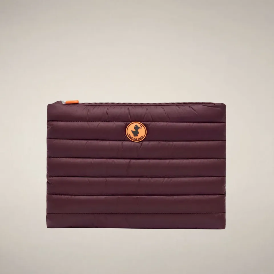 Save The Duck Shaula vattert pouch Burgundy Black 20 × 28 cm