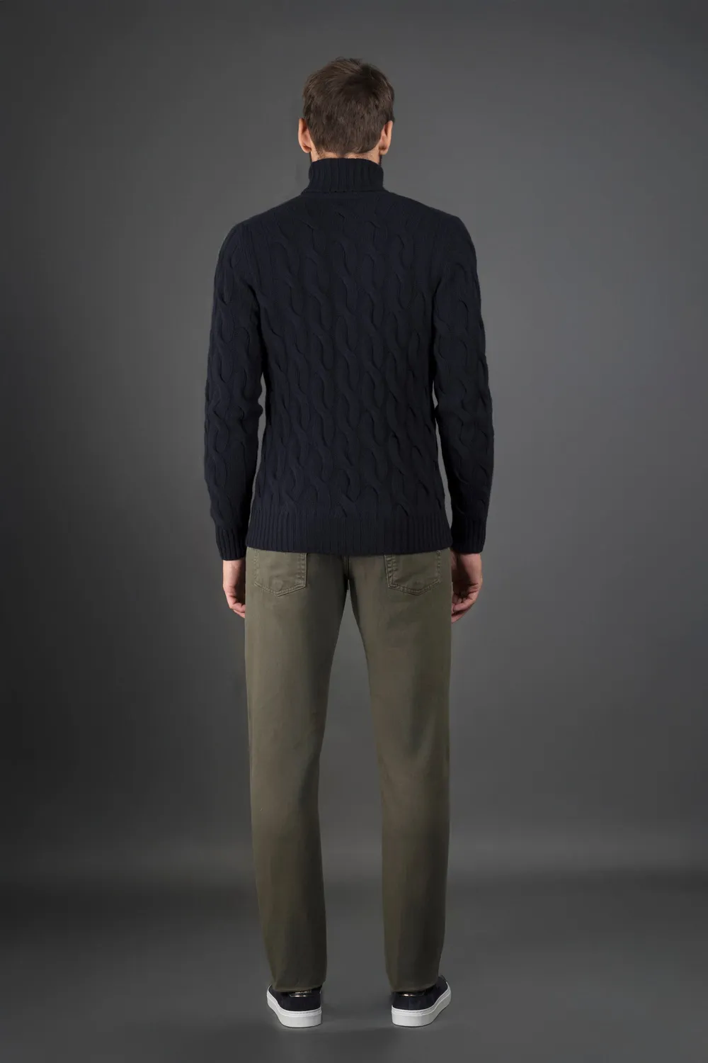 Moorer GORDON-WS3 høyhalset genser marine/milk ull cashmere