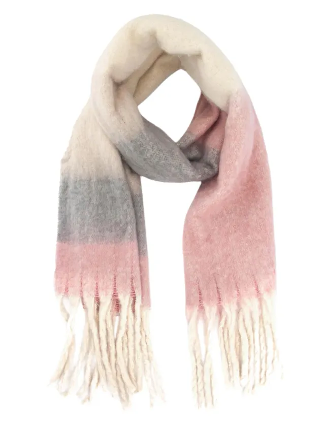 John Partridge Heavyweight Check Print skjerf Dusty Pink – viskose