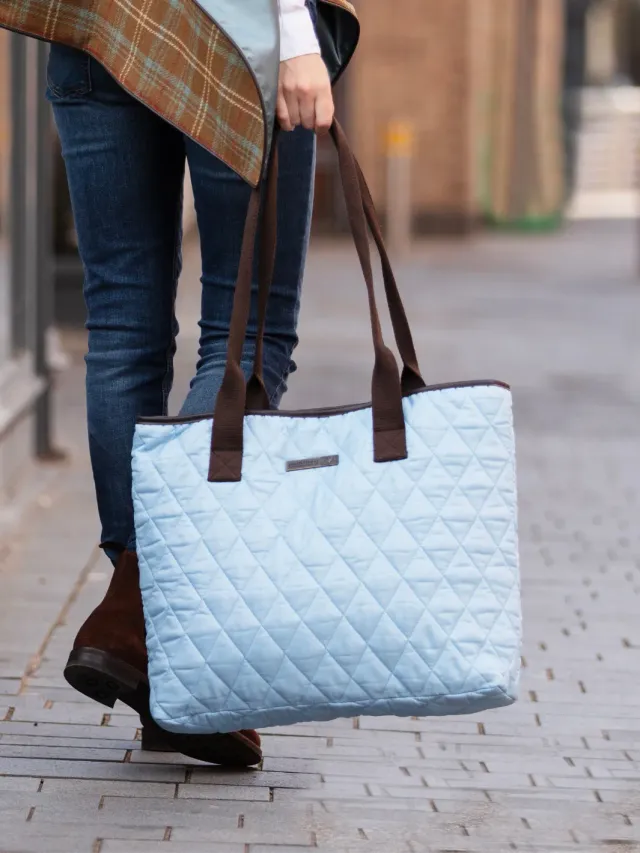 John Partridge Oversized Tote Bag veske babyblå quiltet