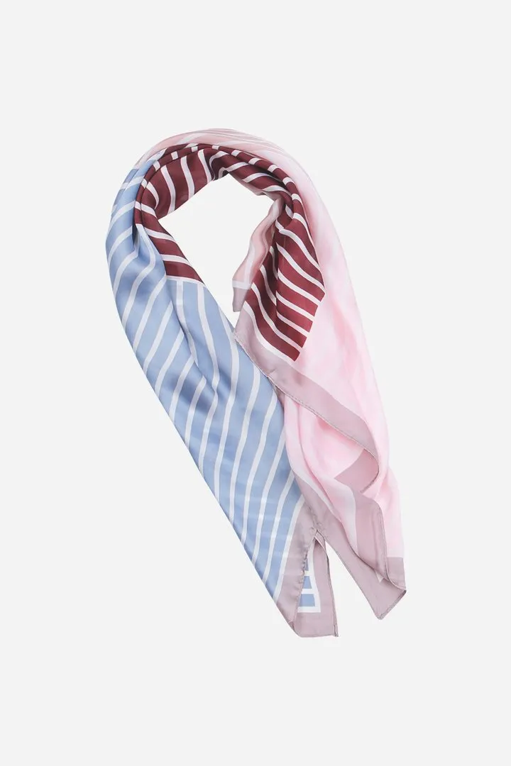 John Partridge Ladies Scarf skjerf grå stripet 70 x 70 cm polyester