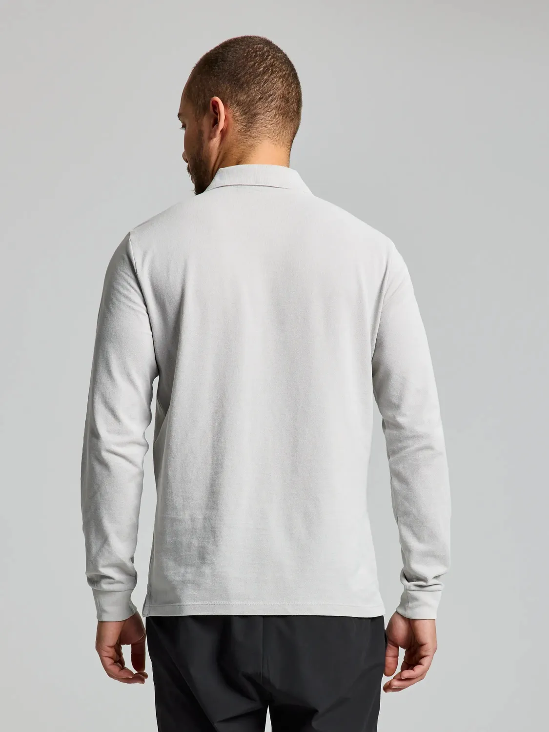 Slam Deck Polo LS langermet poloskjorte herre XS Glacier Grey bomullspiqué