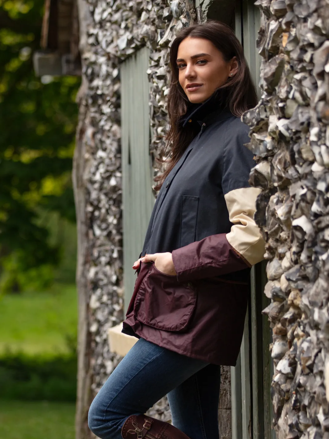 John Partridge Landowner Ladies Landowner Tri-Colour Wax Walking Jacket Coastal voksjakke