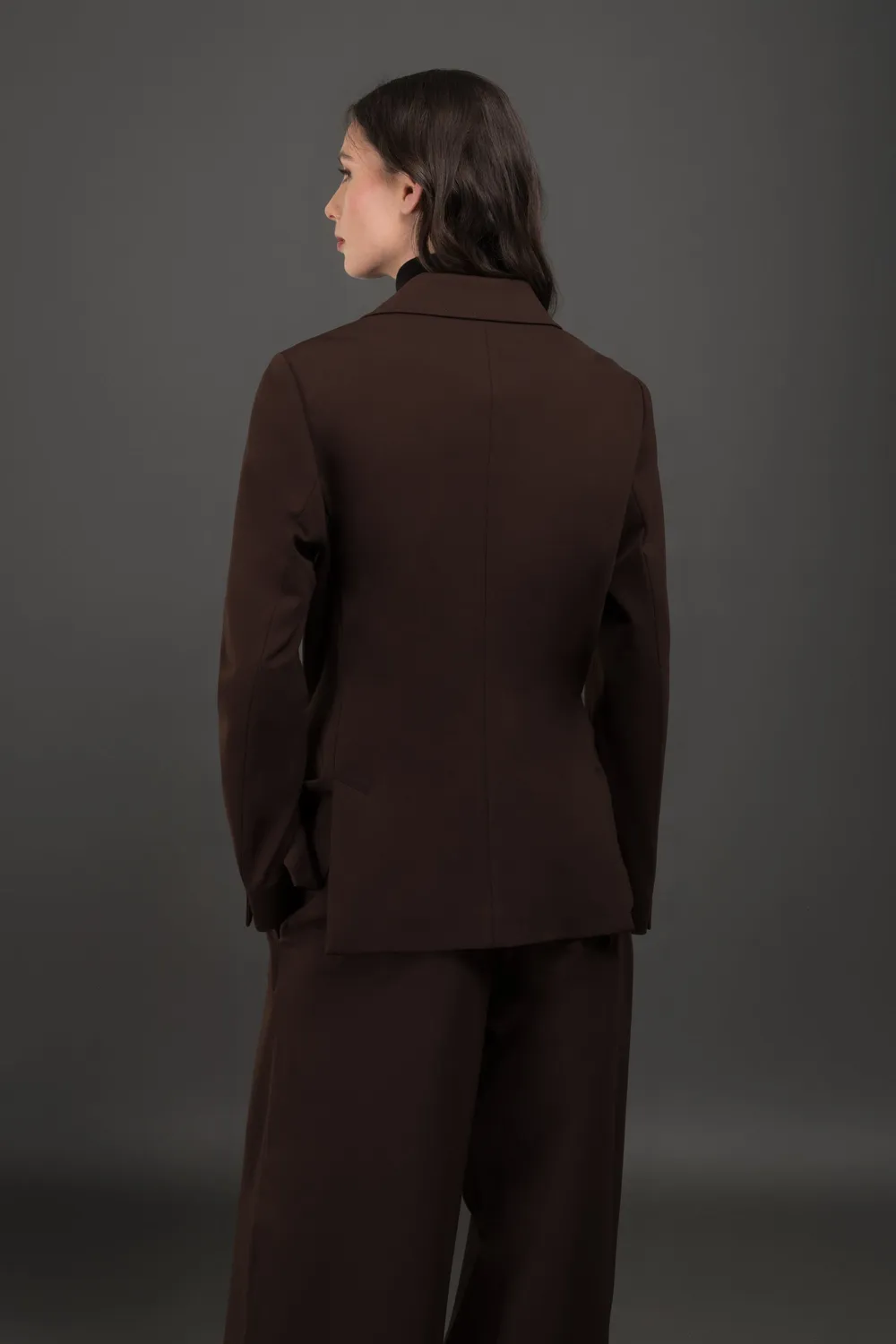Moorer ALERIA-J dobbeltspent blazer i jersey brun