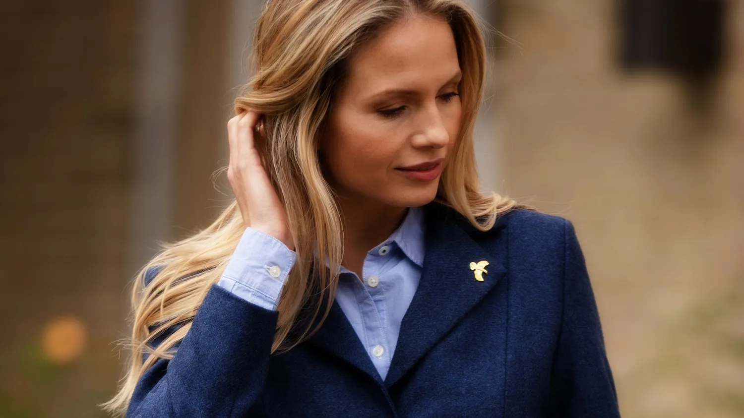 John Partridge Arena Tweed Blazer blazer dame marineblå ull