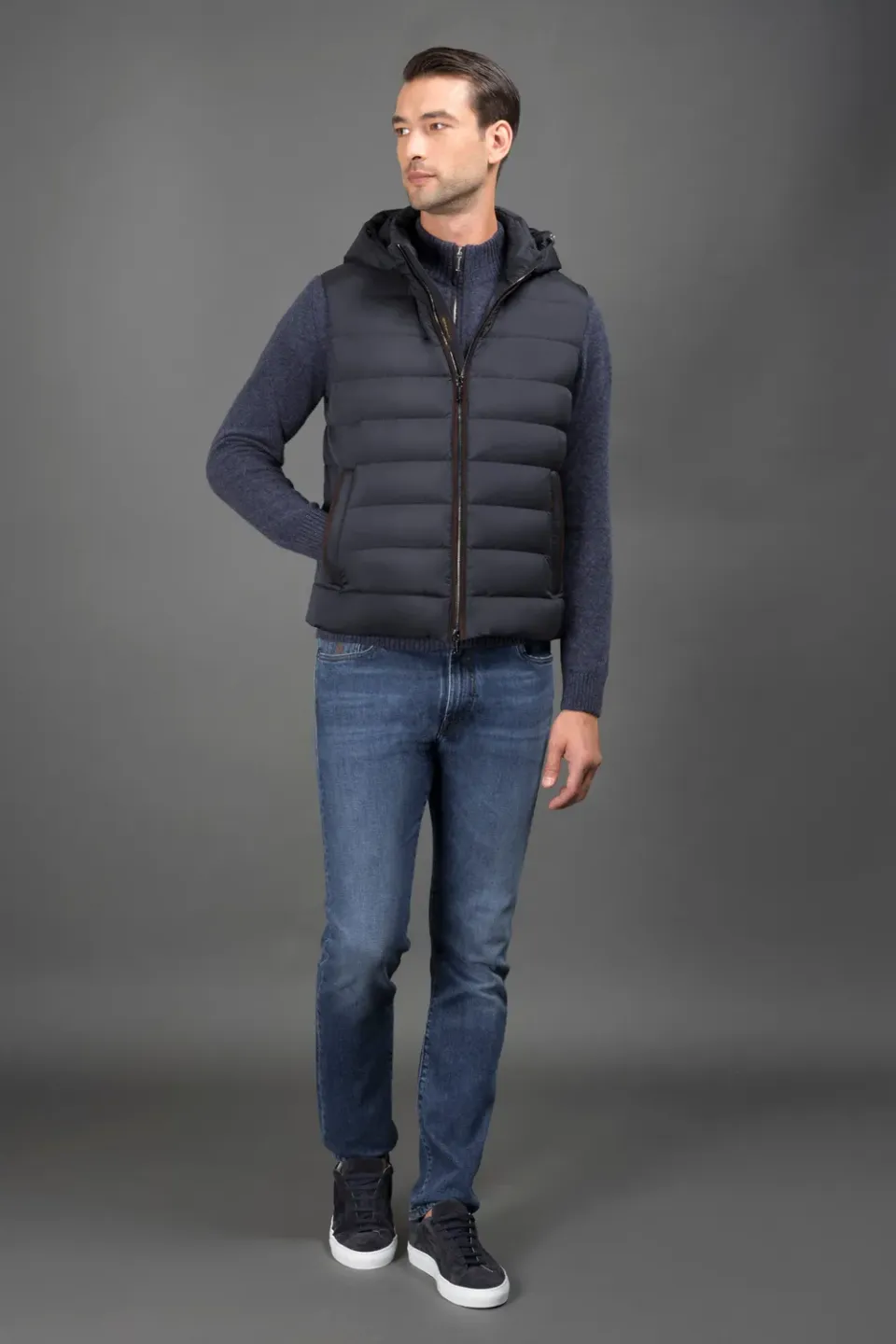 Moorer FEBO-S3C dunvest Dark Blu avtakbar hette