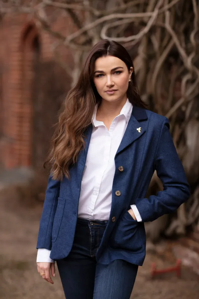John Partridge Arena Tweed Blazer blazer dame marineblå ull