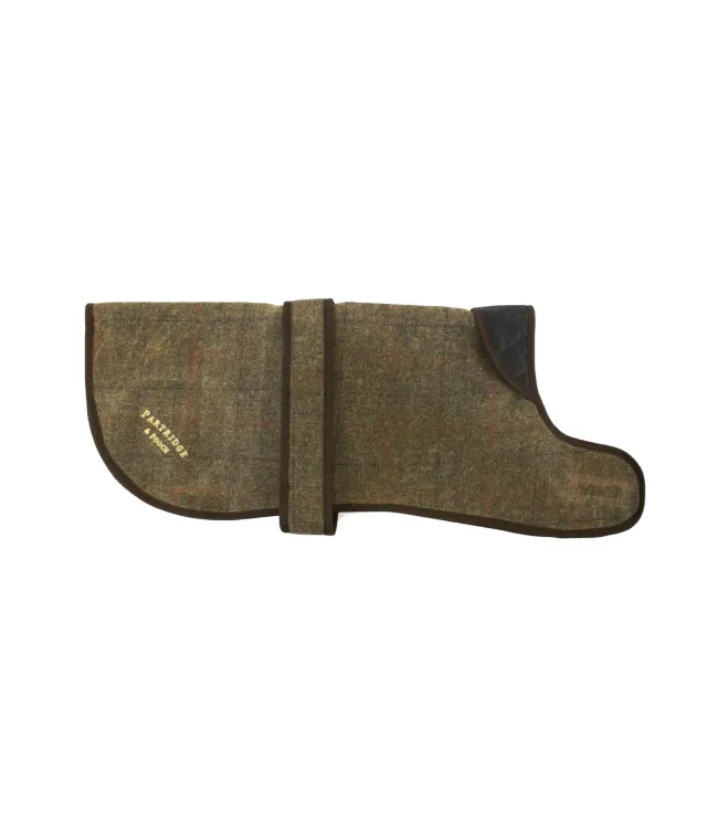 John Partridge Dog Coat hundedekken brun rutet vokset tweed S/M