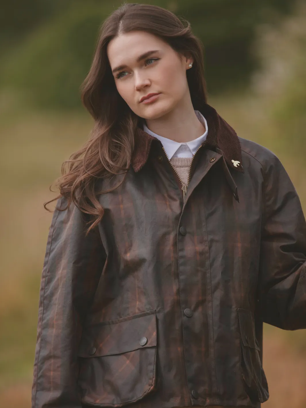 John Partridge Landowner Short Wax Walking Jacket voksjakke Hunter Check