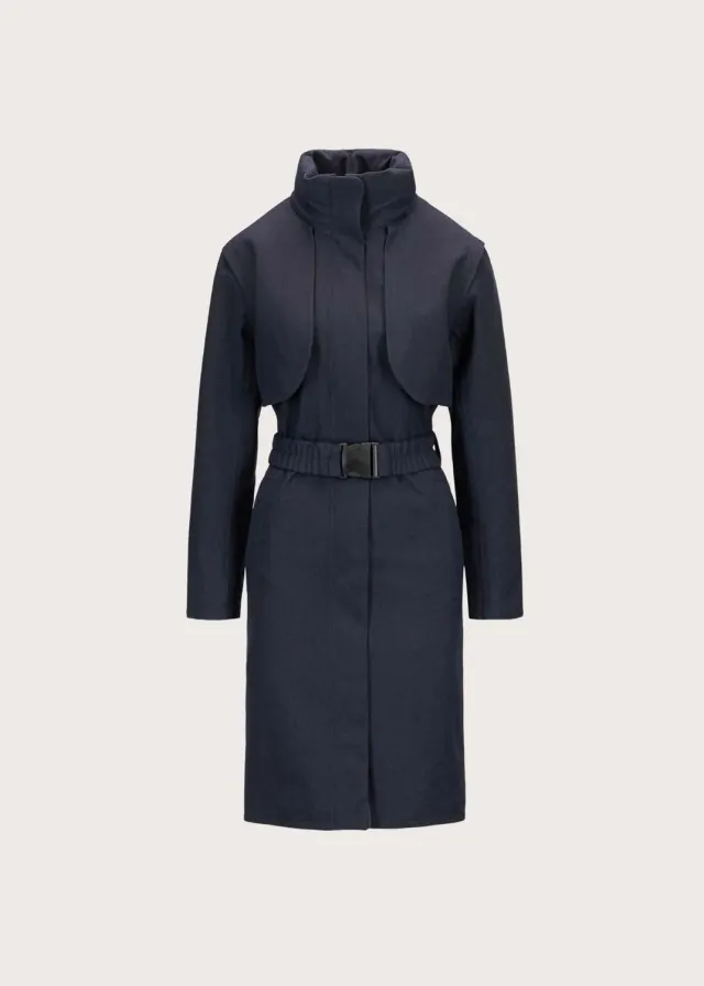Brgn Skyet Coat kåpe mørk marine smal passform