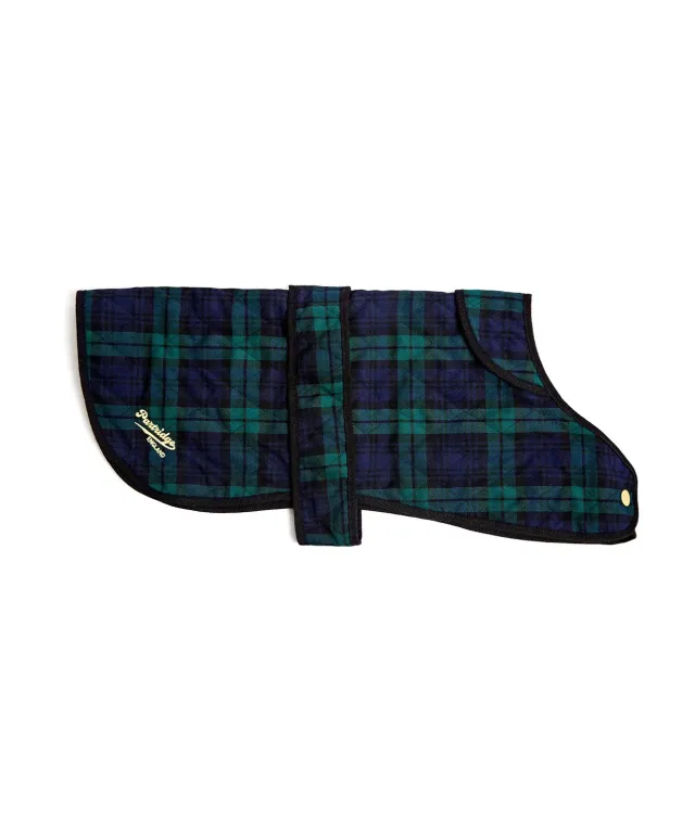 John Partridge Dog Coat hundedekken grønn marineblå tartan quiltet