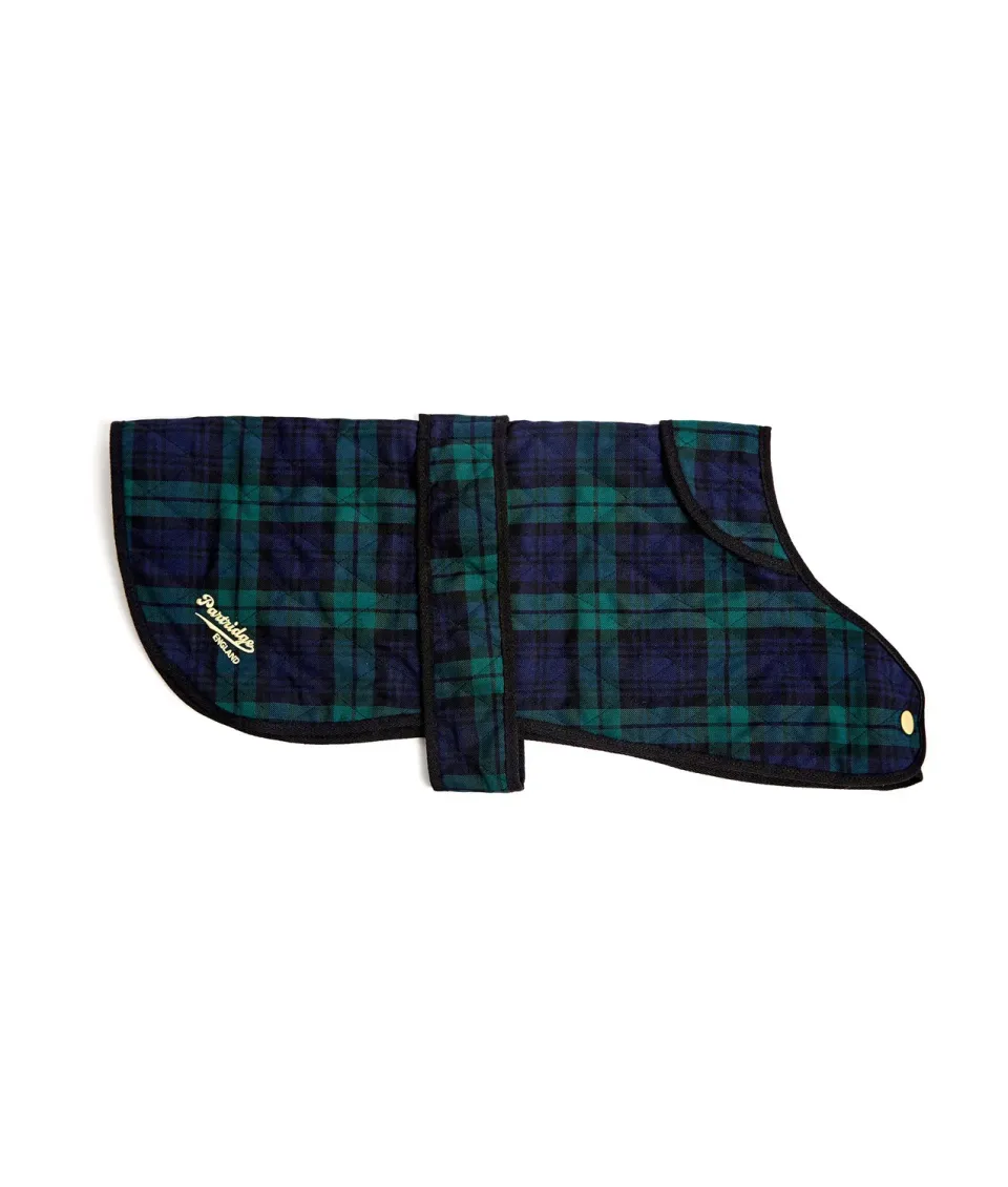 John Partridge Dog Coat hundedekken grønn marineblå tartan quiltet