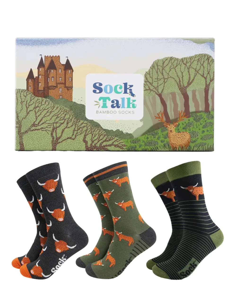 John Partridge Highland Cow Bamboo Sock Gift Set sokker 3 par