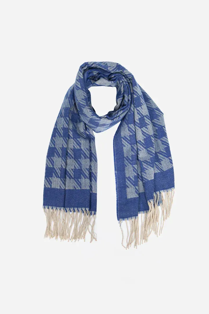 John Partridge Houndstooth Blanket Scarf skjerf kongeblå 88 x 180 cm