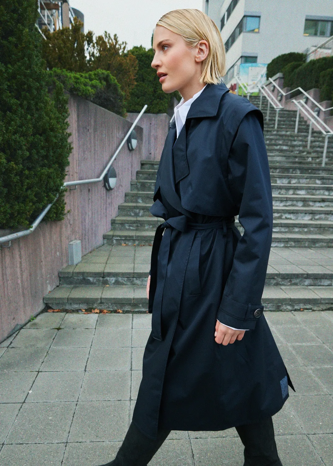 BRGN Regndråpe Trench Coat regnjakke New Black
