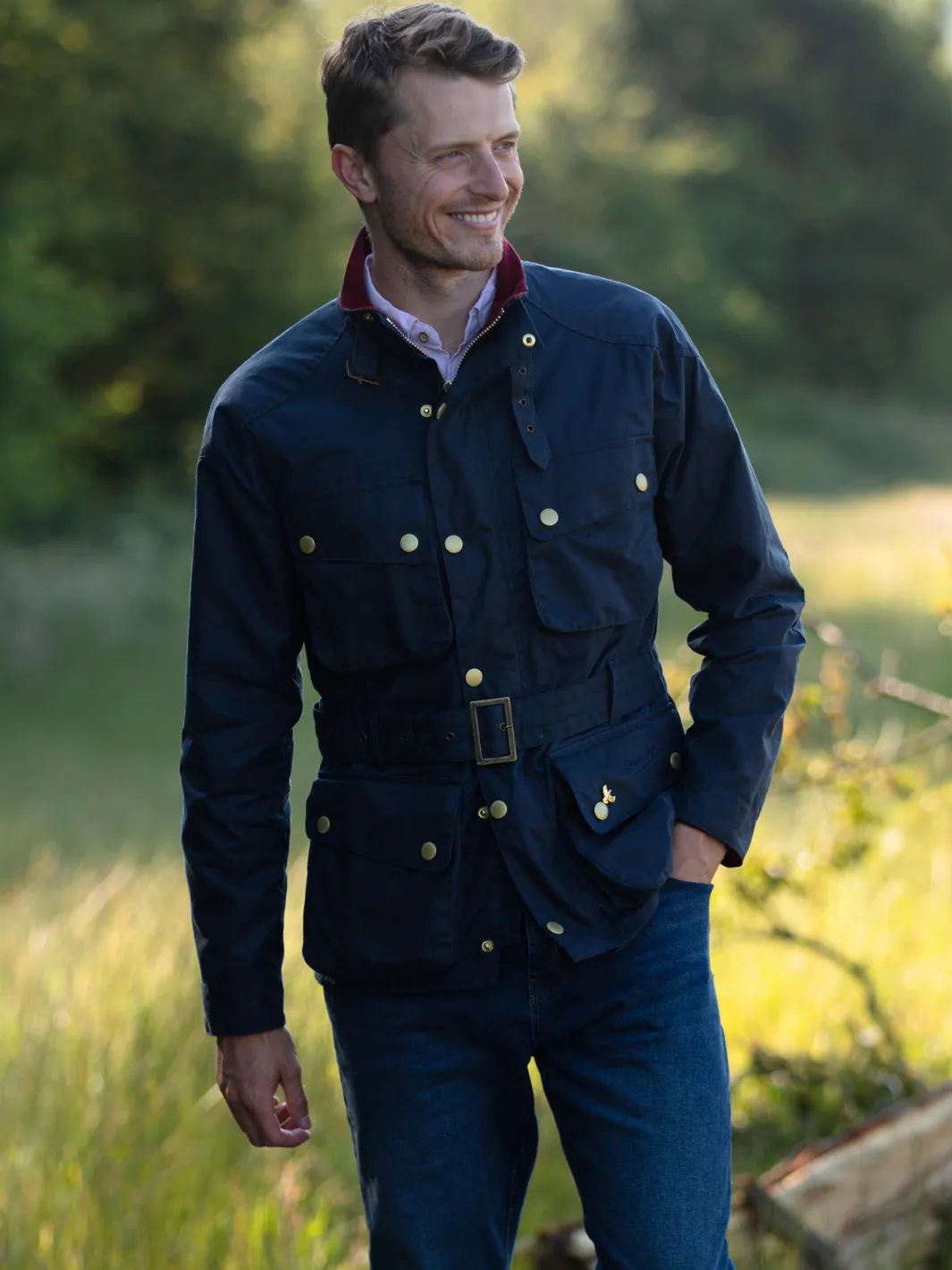 John Partridge Speed 6 Wax Biker Jacket bikerjakke navy voks