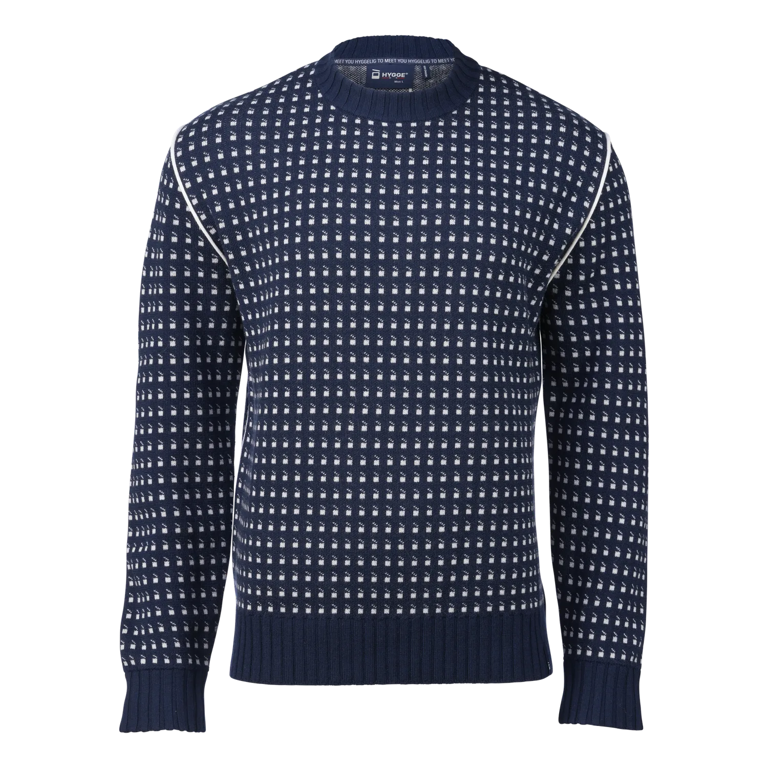 House of Hygge Heritage Merino-genser White Navy merinoull