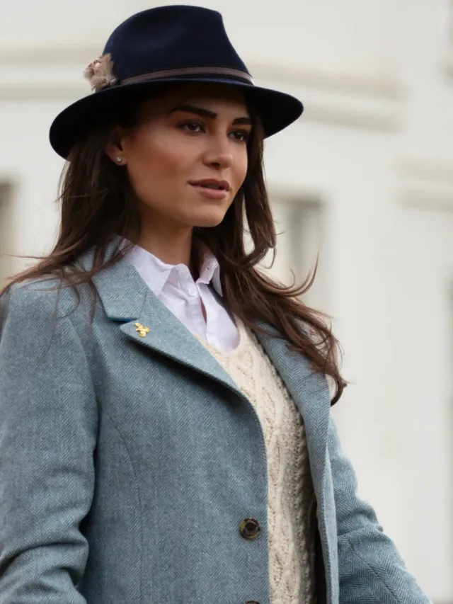 John Partridge Lichfield Long tweedkåpe Blue S knelang