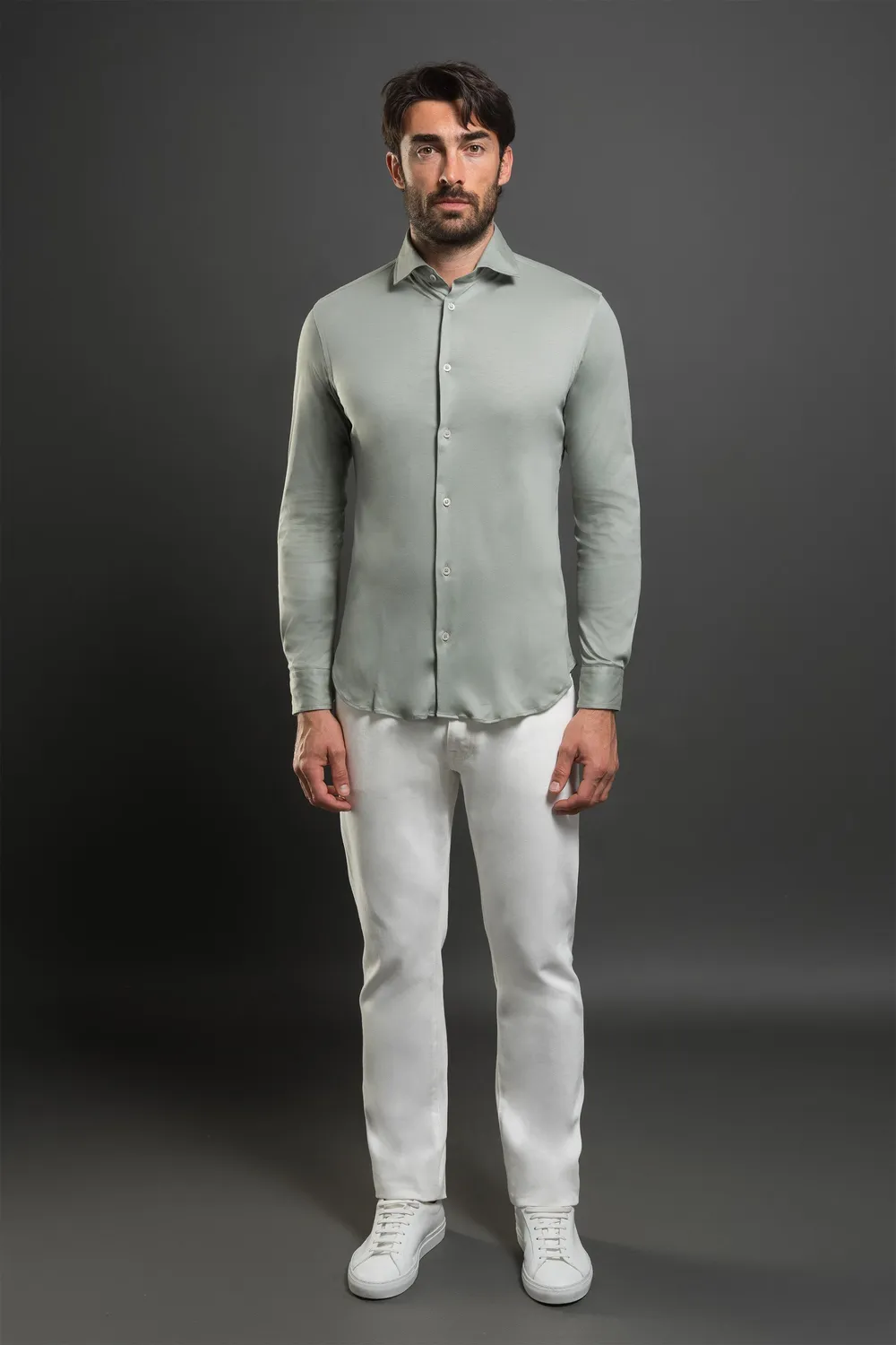 Moorer Sorrento-4TC skjorte salvie, slim fit
