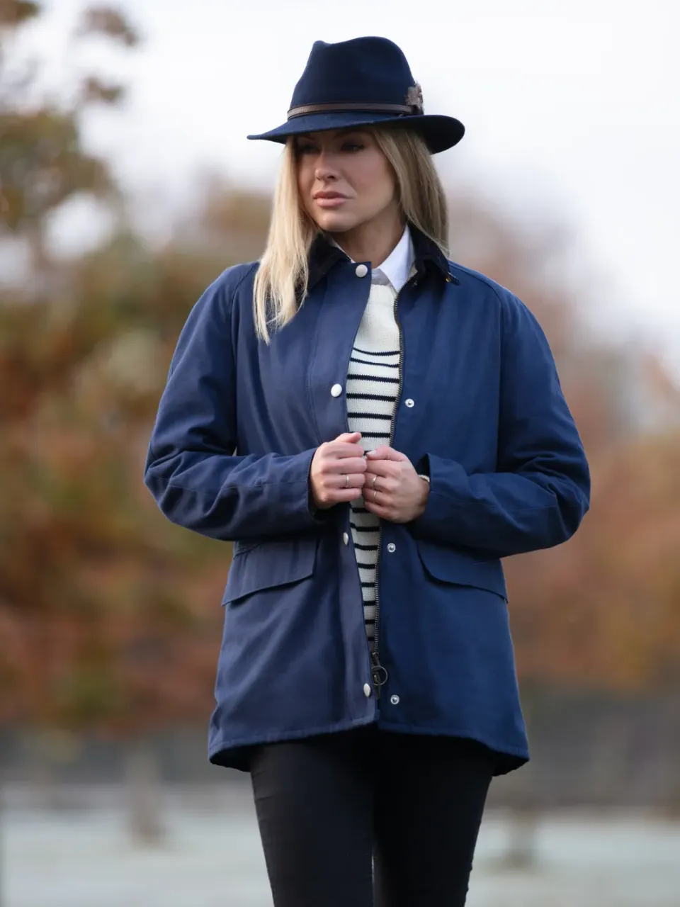 John Partridge Landowner Casual gåjakke dame navy bomull