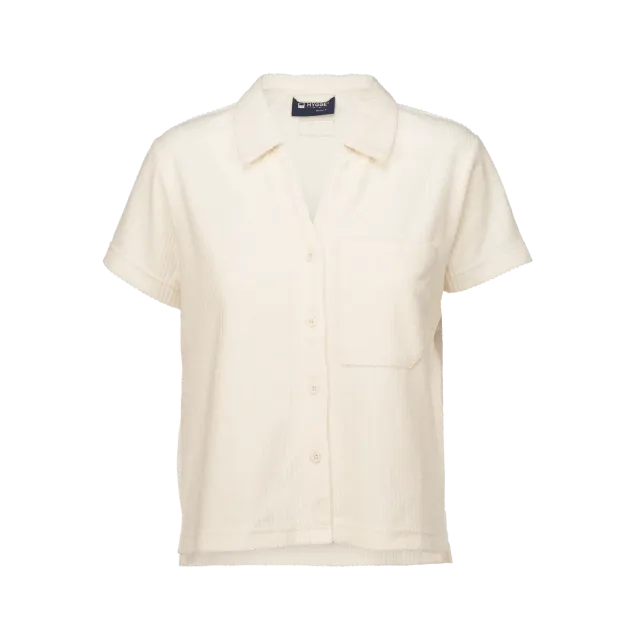 House of Hygge Terry Striped Shirt t-skjorte dame Offwhite/Bonfire