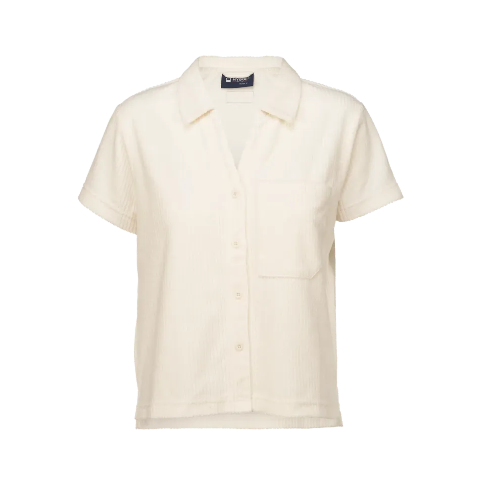 House of Hygge Terry Striped Shirt t-skjorte dame Offwhite/Bonfire
