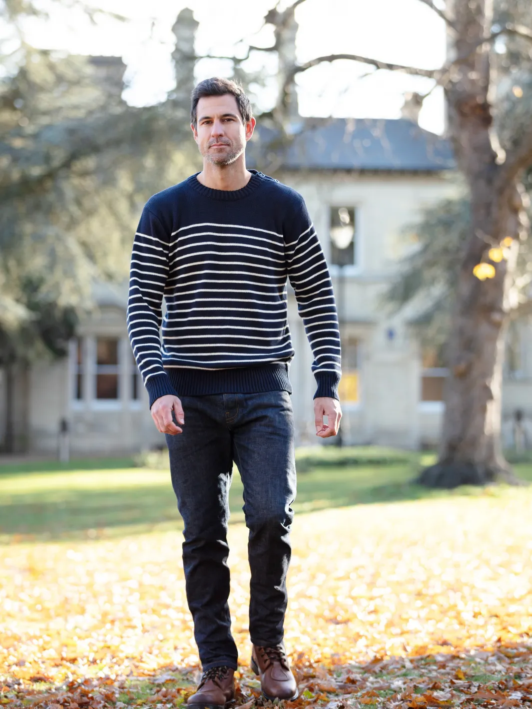 John Partridge Breton Stripe Sweatshirt genser navy stripe bomull
