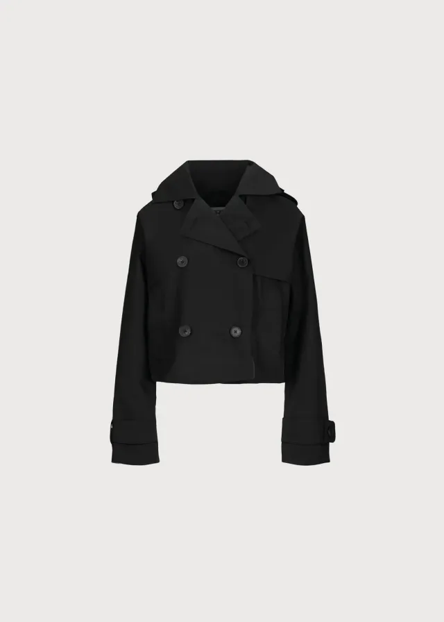 BRGN Skydekke Trench trenchcoat New Black kort