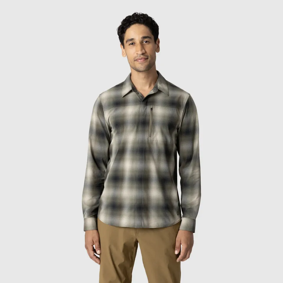 Outdoor Research Astroman Long Sleeve Sun Shirt solskjorte Ranger Green Plaid UPF 30
