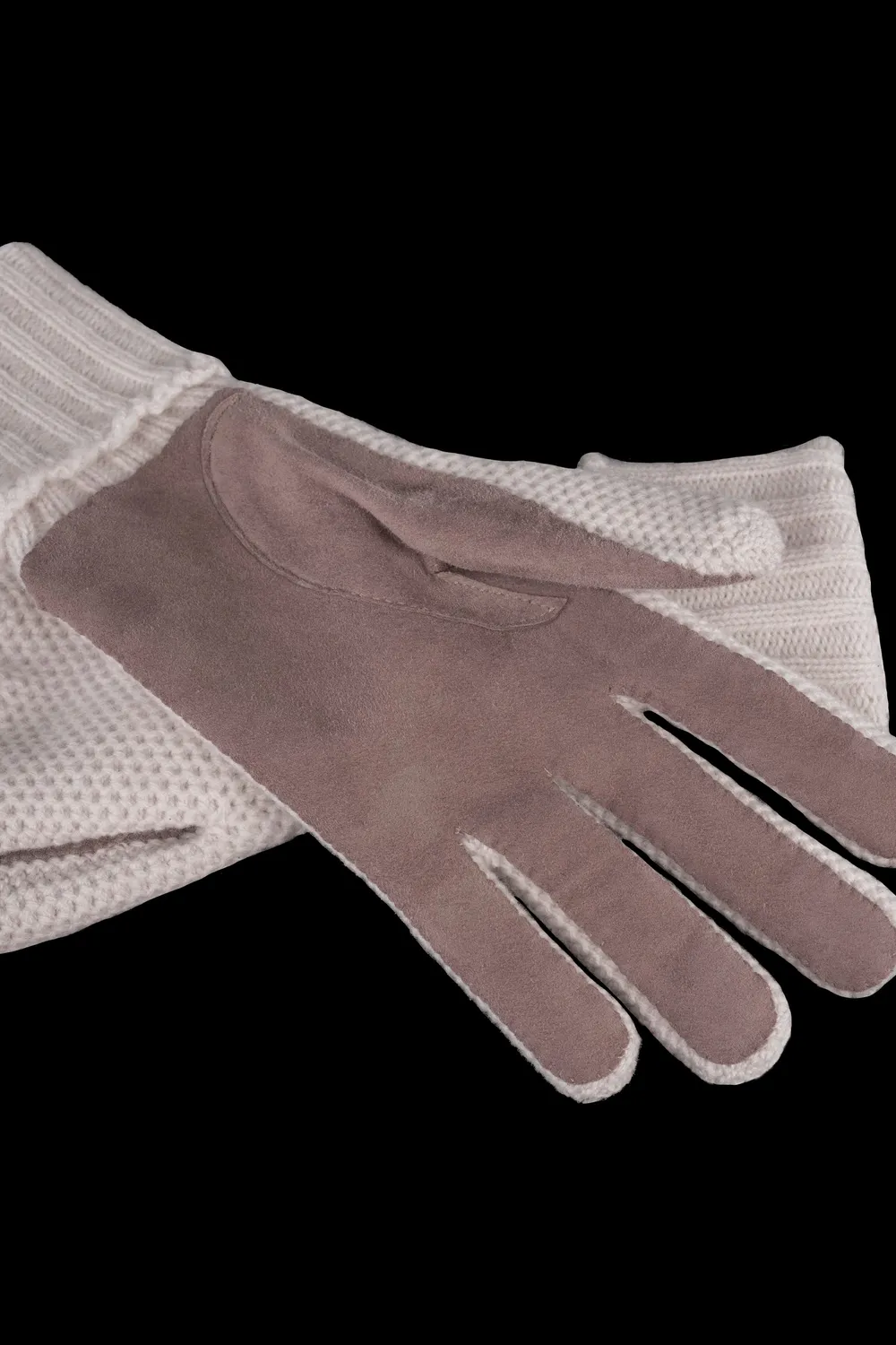 Moorer Knit Suede-KSE strikkehansker Stucco str. 6–9 cashmere