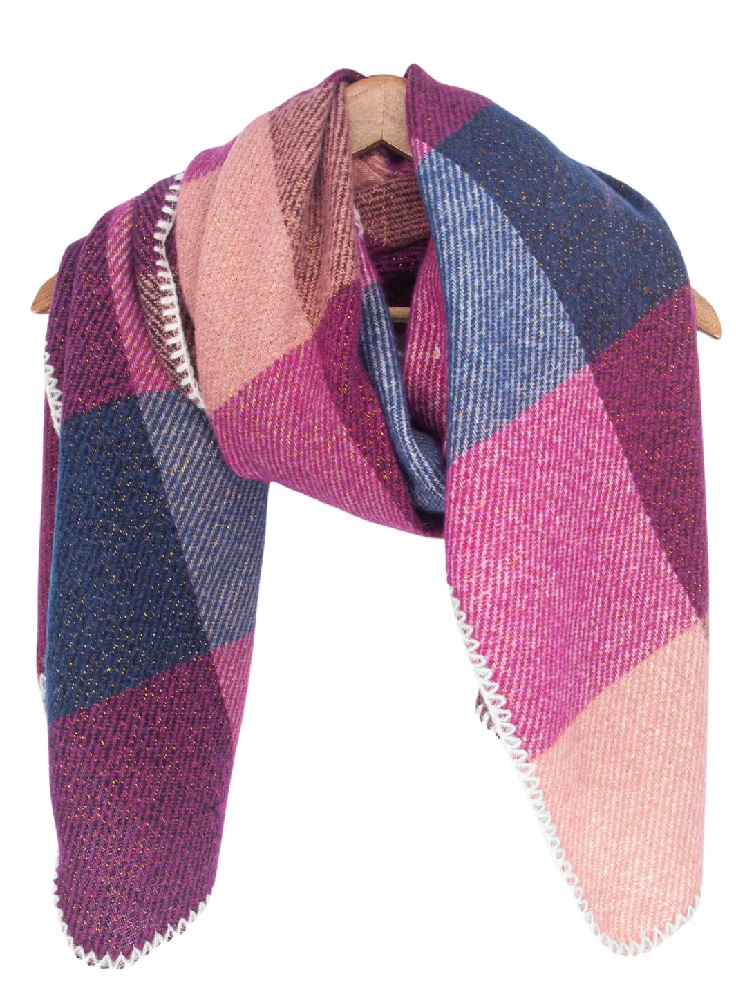John Partridge Heavyweight Scarf skjerf fuksia rutete viskose
