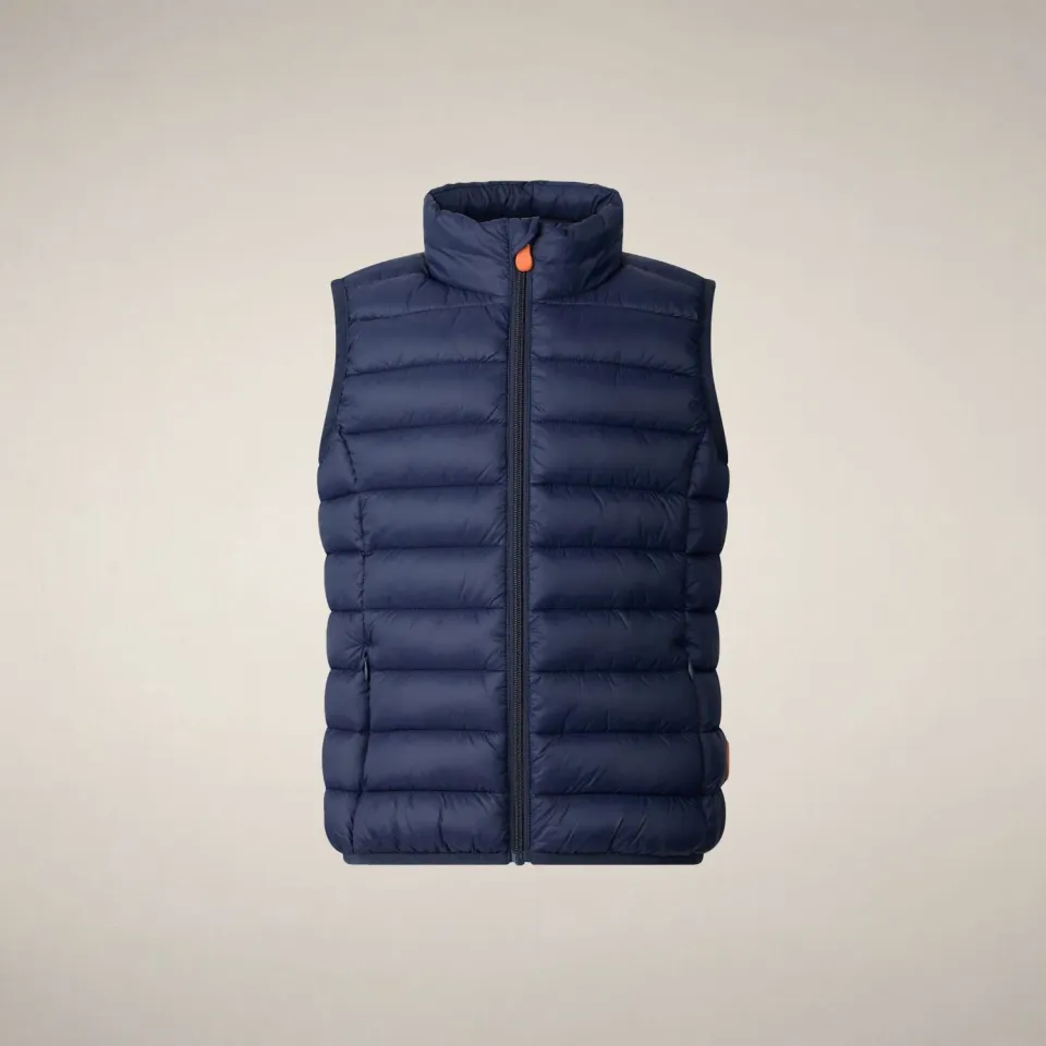 Save The Duck Andy vest barn Navy Blue dyrefri vattert