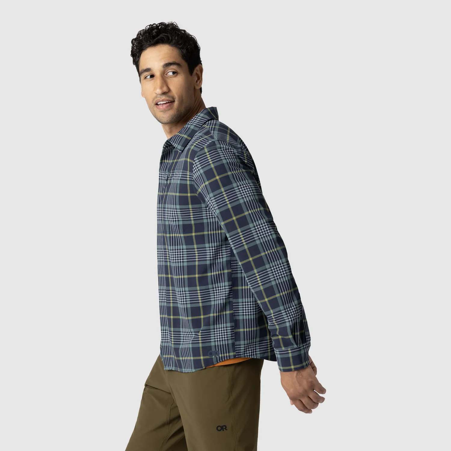 Outdoor Research Astroman Long Sleeve Sun Shirt solskjorte Ranger Green Plaid UPF 30