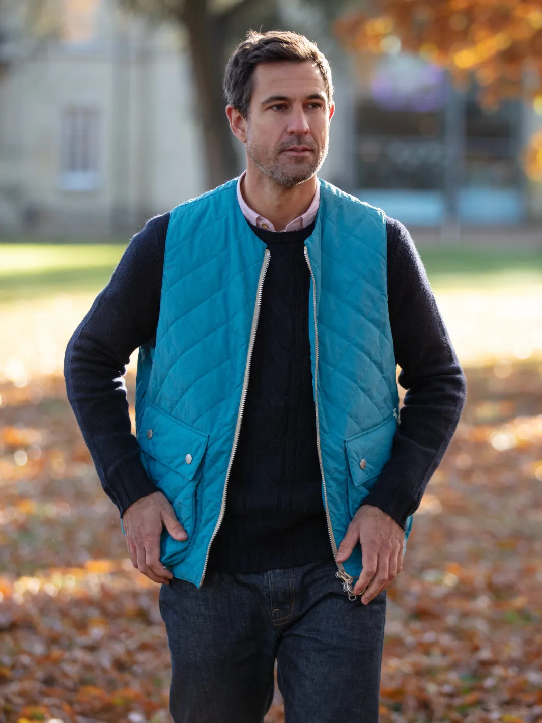 John Partridge Padded Vest vattert vest blå nylon